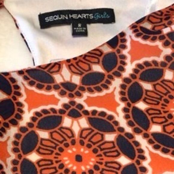 Orange and Navy Print Dress - Picture 4 of 6